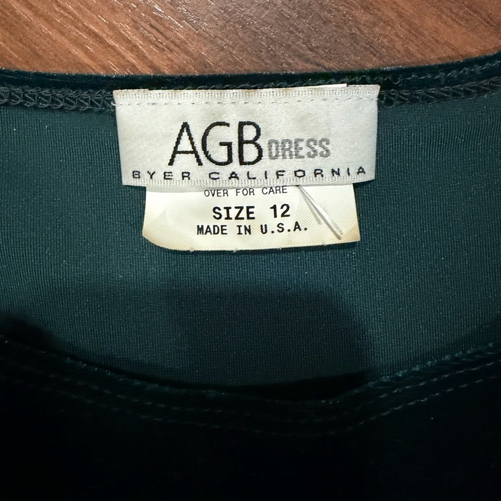AGB Byer California green sleeveless velvet dress, size 12, made in the U.S.A - Picture 2 of 6